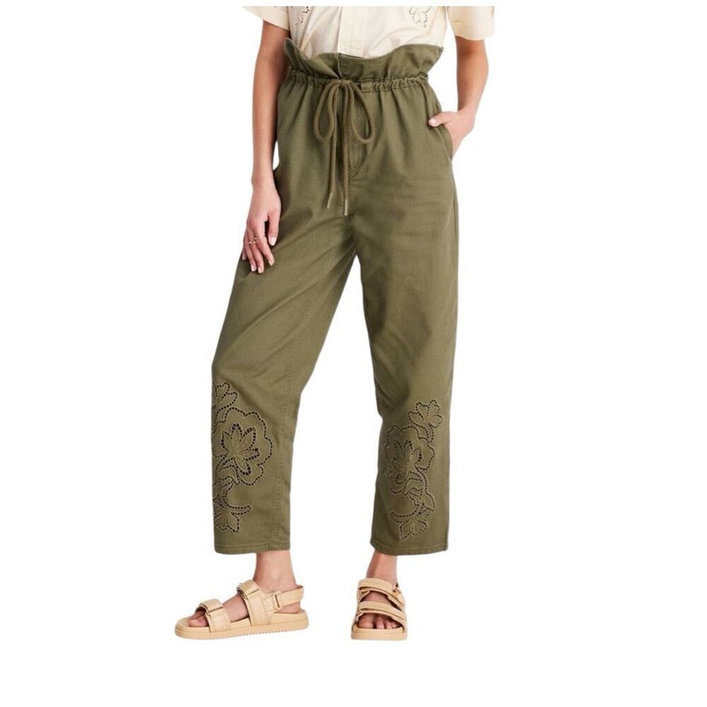 NEW Future Collective Jenny K Lopez High-Waisted Eyelet Pants 00